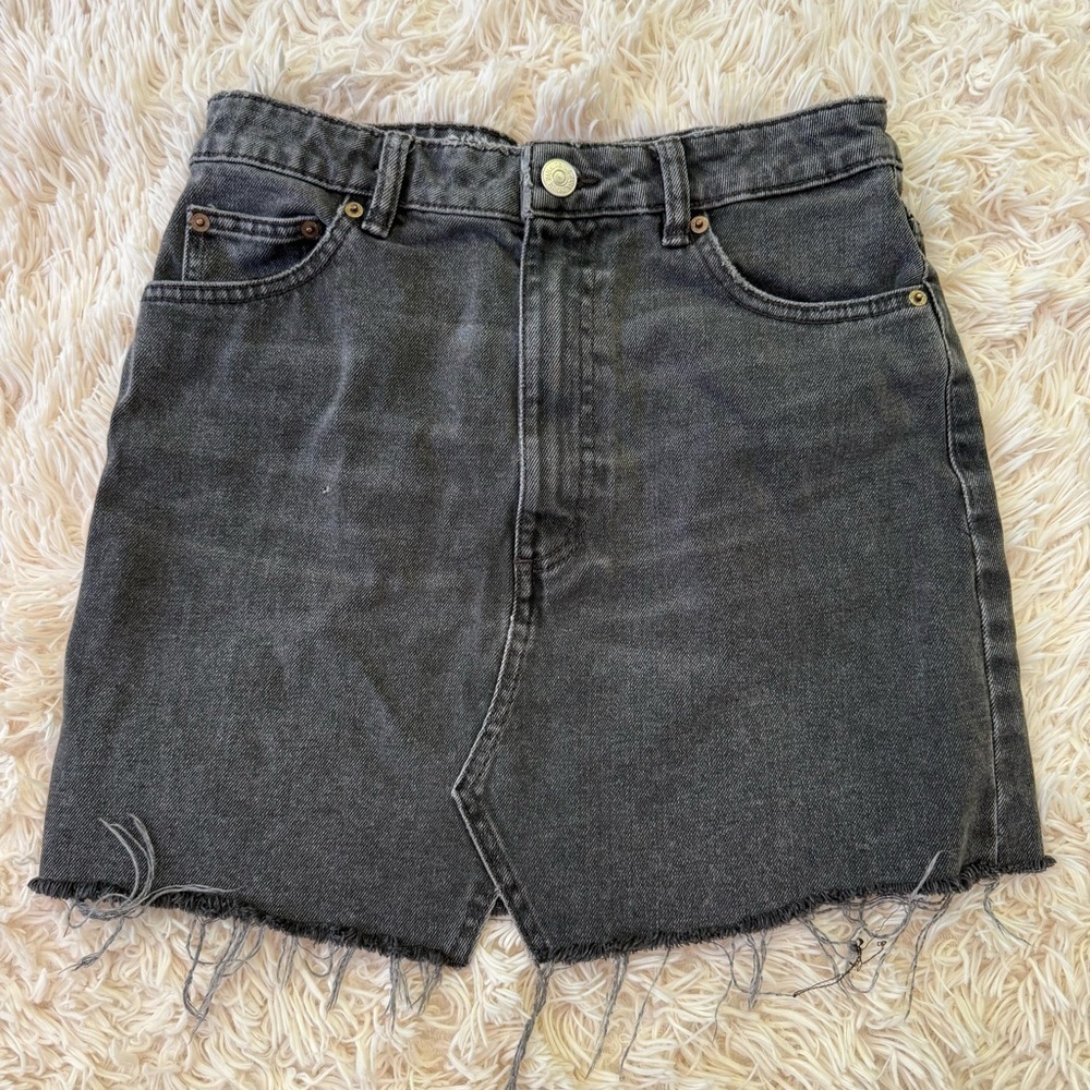 Zara denim Mimi skirt black cotton Size M pockets zip up casual